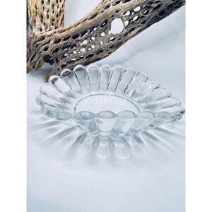 VINTAGE HEISEY Crystolite Rolled Sides Pickle Dish